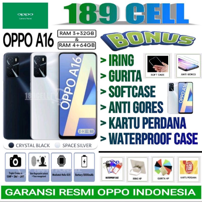 OPPO A33 | A16 A16e RAM 3/32 GB GARANSI RESMI OPPO INDONESIA