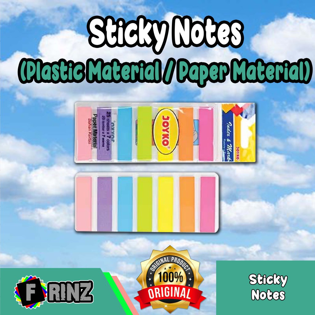 

ATK ~ Memo Stick note / Pembatas Buku Warna - warni / Plastik dan Kertas / Sticky Notes