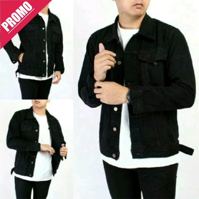 Jaket Jeans Pria Sandwash Blue Levis Cowok Oversize Jumbo Big Mf1 CI722  Hitam Pekat Premium / Bla