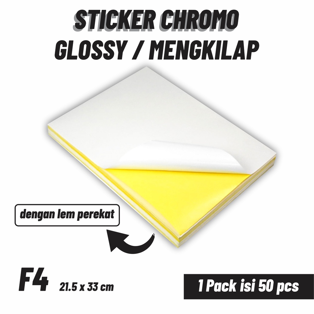 

1 PACK / 50 PCS KERTAS STICKER GLOSSY (STICKER CROMO) UKURAN F4