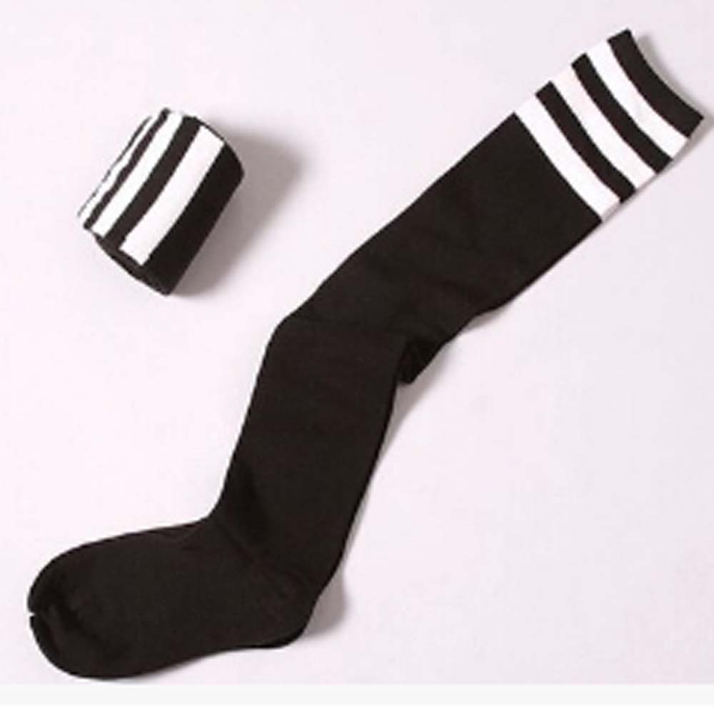 KT-04 Overknee socks kaos kaki panjang sepaha over knee black hitam 3 strip