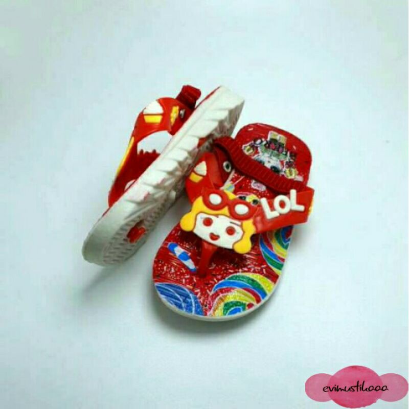 Mokaya 558 - Sendal Jepit Bunyi Cit Cit Anak Perempuan Motif LOL Dan Motif Lain Size 24 - 29