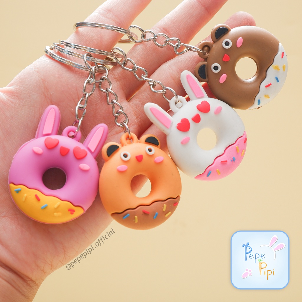 Gantungan Kunci Karet Donat Kelinci Bear Ganci Keychain Hiasan Tas karet Gantung Hiasan Aksesoris Tas beruang rabit rabbit