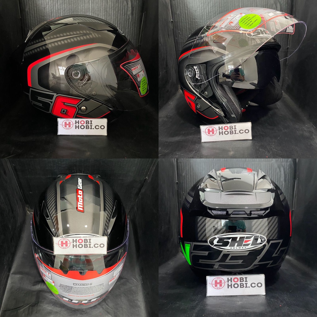 Helm Shel Rover Motif Motogear Double Visor 2V Black Glossy Original Helm Half Face Original
