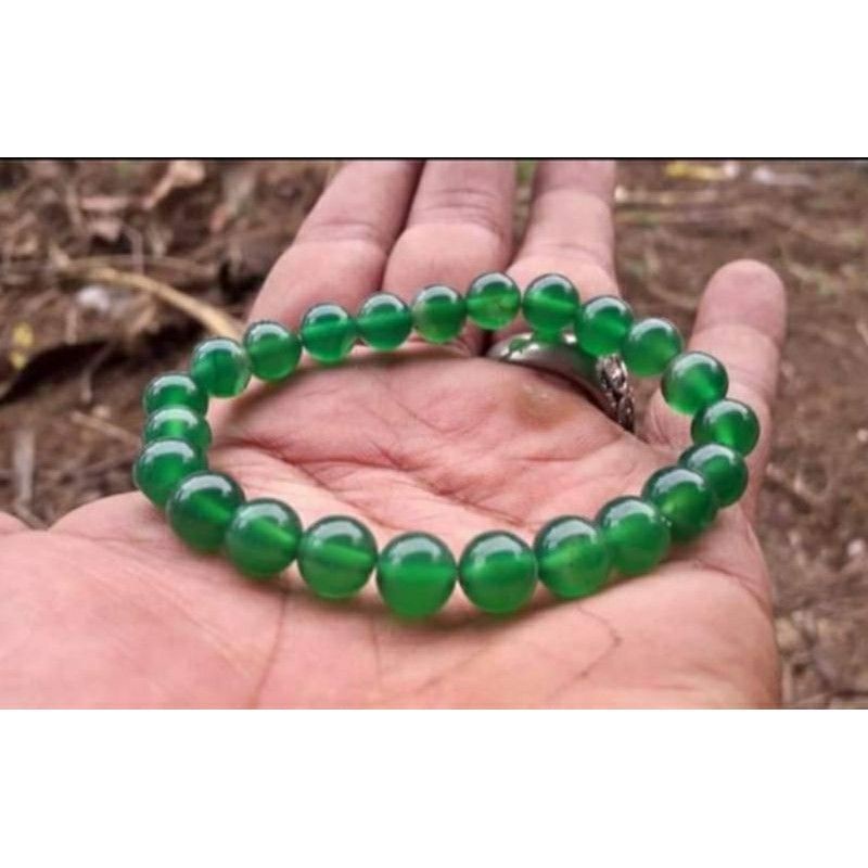 GELANG BATU AKIK SULAIMAN HIJAU TOP KRISTAL