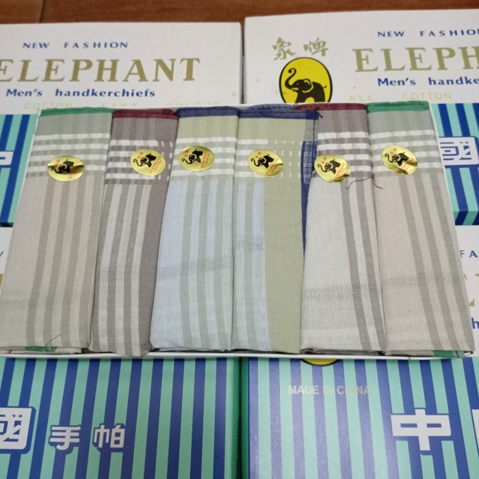 Sapu Tangan Pria merk Gajah / Elephant isi 6pcs