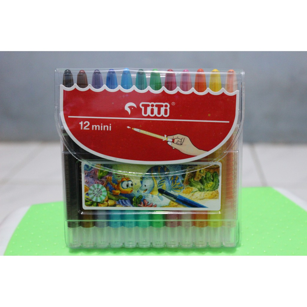 

crayon titi 12 warna twist putar (anti kotor di tangan) pen pulpen