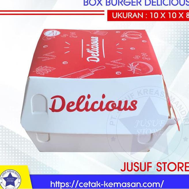 

usl3 dus box kemasan kotak burger ayam snack kue isi 50 pcs qzkk