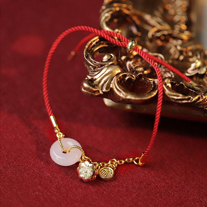 Gelang Giok Hetian Alami Dengan Buckle Lotus Bahan Sterling Silver Untuk Wanita