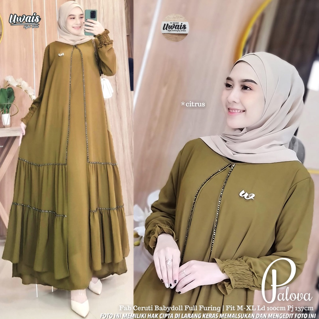 PALOVA MAXI BY UWAIS / GAMIS CERUTY MURAH / GAMIS LEBARAN MEWAH / PALOVA DRESS JUMBO / MAXI DRESS UK