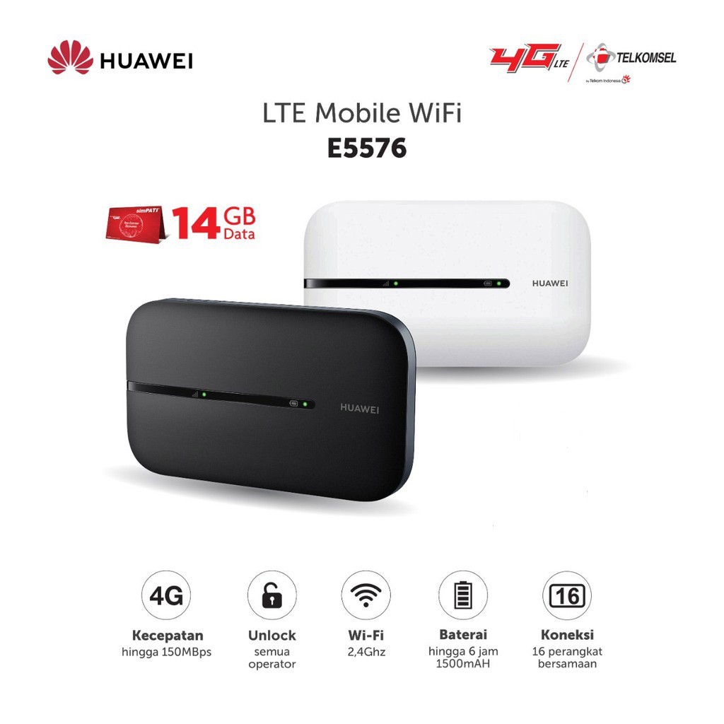 Modem Huawei E5576 Mifi Modem Wifi Router 4g Lte Unlock Version Free Telkomsel Kuota14gb Postel Shopee Indonesia