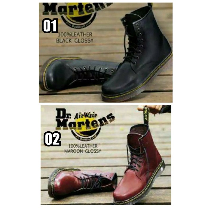 Promo Sepatu Boots Kulit Pria Sepatu DR MARTENS GLOSSY - Hitam, 40 Berkualitas