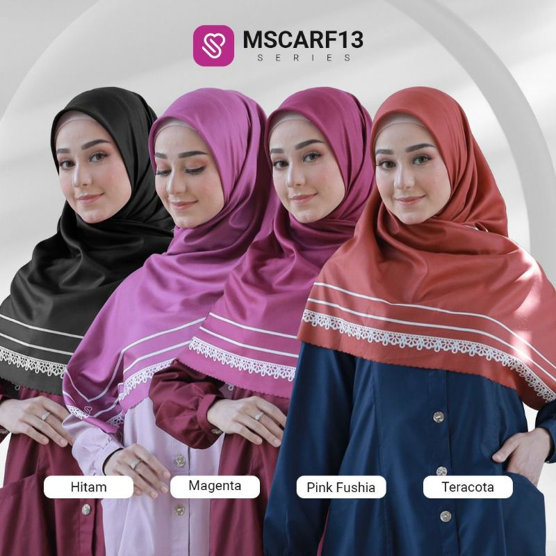 Hijab Segi Empat Premium Mscraft 13 Hitam by Ukhti Munira|Hijab Voal Cantik|Hijab Jumbo 145 cm|Hijab