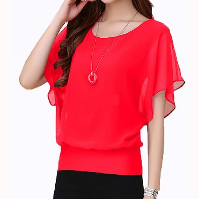 EDISI TERBARU BLUS SIFON MODEL KOREA WING - MERAH, XL KEKINIAN