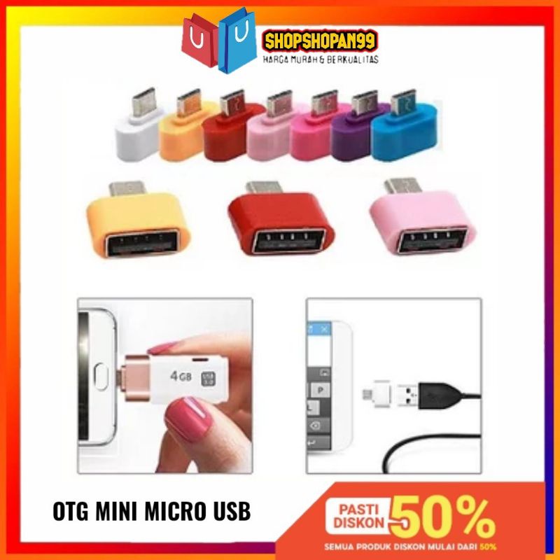 OTG MINI PERSEGI Micro USB Sambungan Port Konektor NON KABEL USB Female to Micro USB Male CONNECTOR