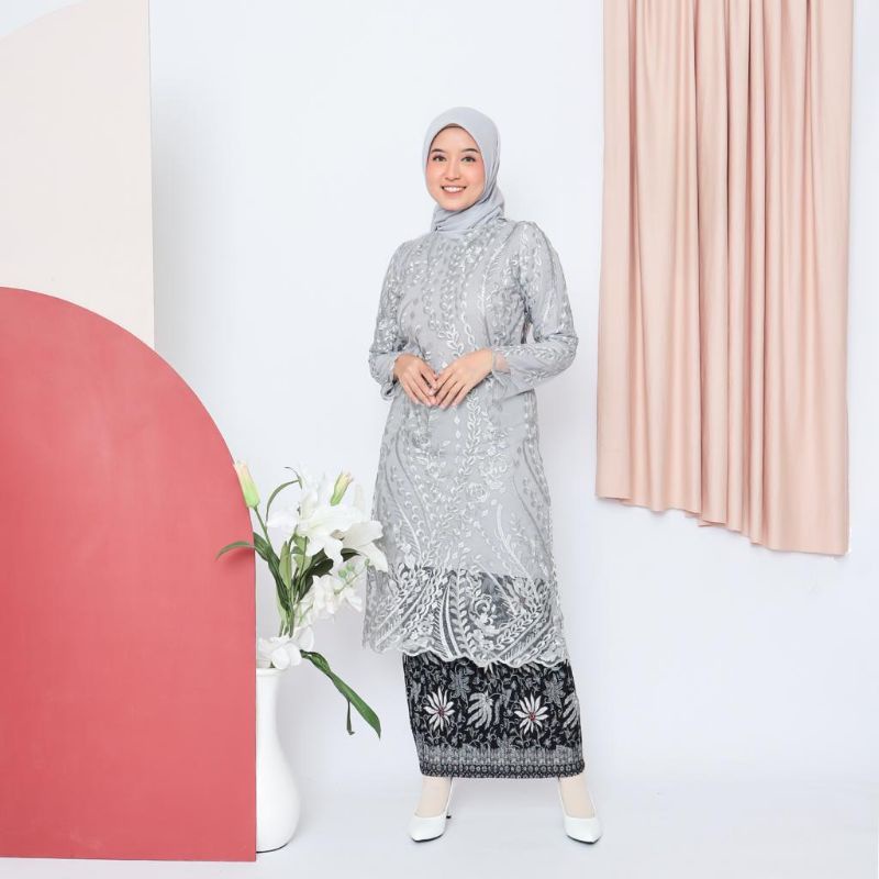 Permata Olshop / Tunik Selaras QN / Kebaya Tunik Modern / Baju Pesta Wanita / Kebaya Kondangan / Setelan Kebaya Tunik