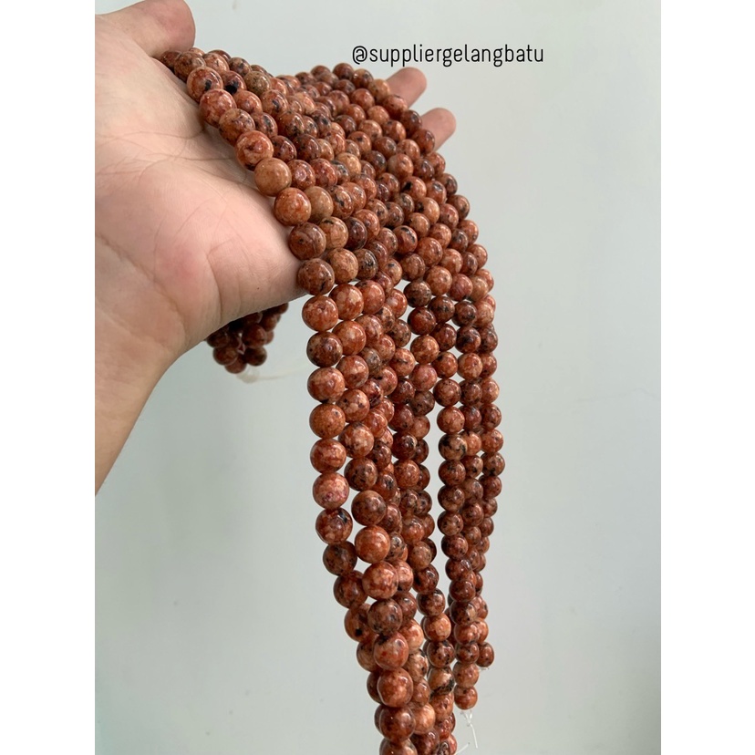 batu 10mm ORANGE RHODONITE CHALCEDONY bahan gelang kalung aksesoris