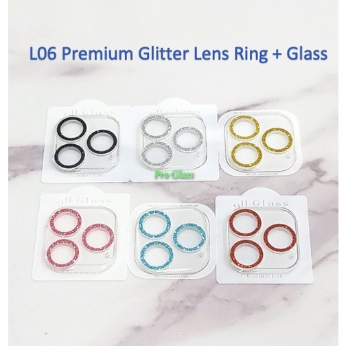 L06 Iphone 11 / 12 Pro Max / 13 Mini / 13 Pro / 13 Pro Max GLITTER Camera Lens Ring Glass