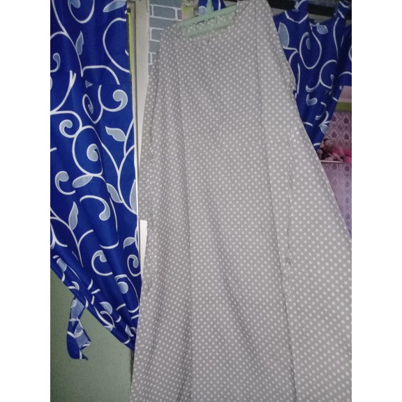 baju gamis polkadot preloved(dress panjang)