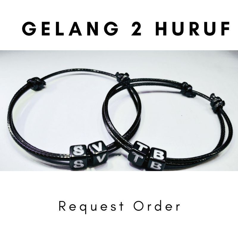 COSTUM GELANG INISIAL 2 HURUF TALI KOREA(beli 10 pcs free 1 Glng polos)