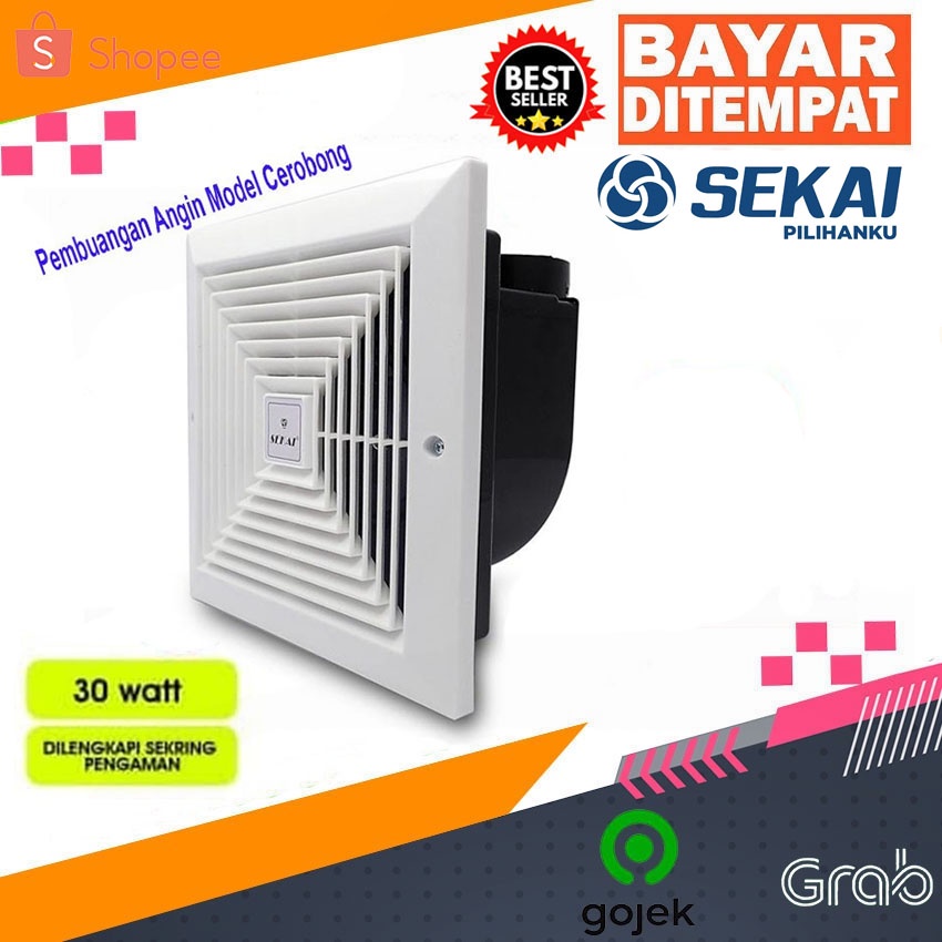 SEKAI MVF-893 Ceiling Exhaust/Hexos/Heksos Fan Plafon 8 Inch/Kipas Hisap Plafon/Kipas Hisap Ruangan/