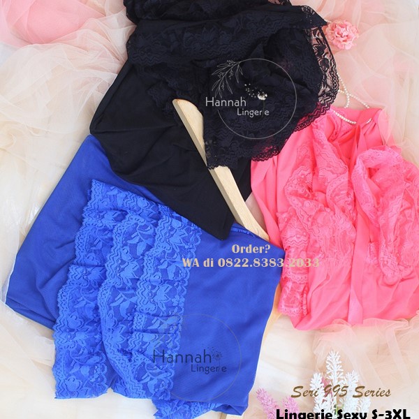 Premium Original M L XL XXL Hannah Lingerie Transparan Baju Tidur Seksi Hot Warna Merah // 955