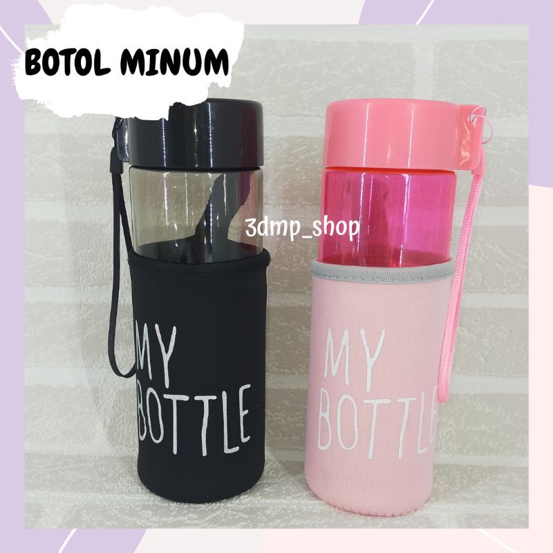 My bottle botol minum pink hitam merah muda