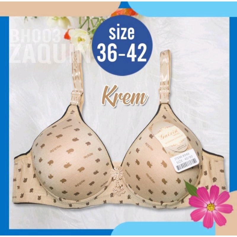 bh wanita biasa tanpa kawat gaixin motif apple bahan halus
