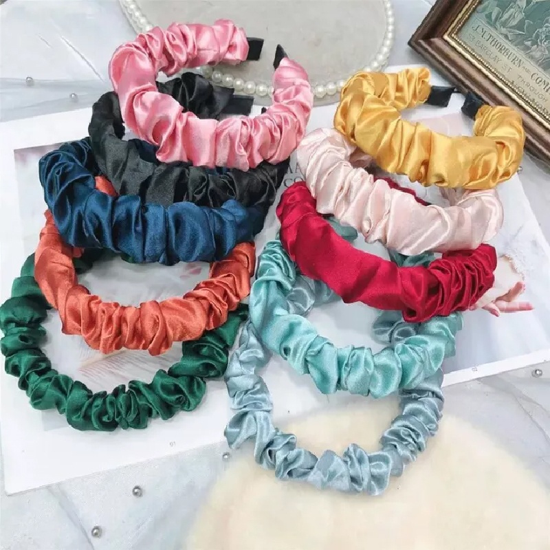 Bando Scrunchie Kerut Satin Ruffle Korea / Headband Bandana Nagita Polos