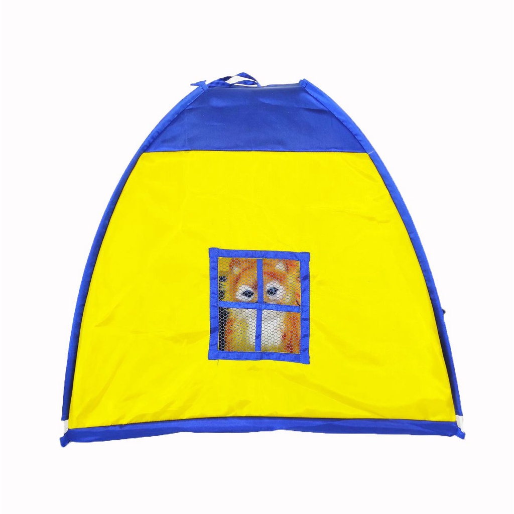 Tenda Kucing Full Cover 50x50x50cm Biru Kuning