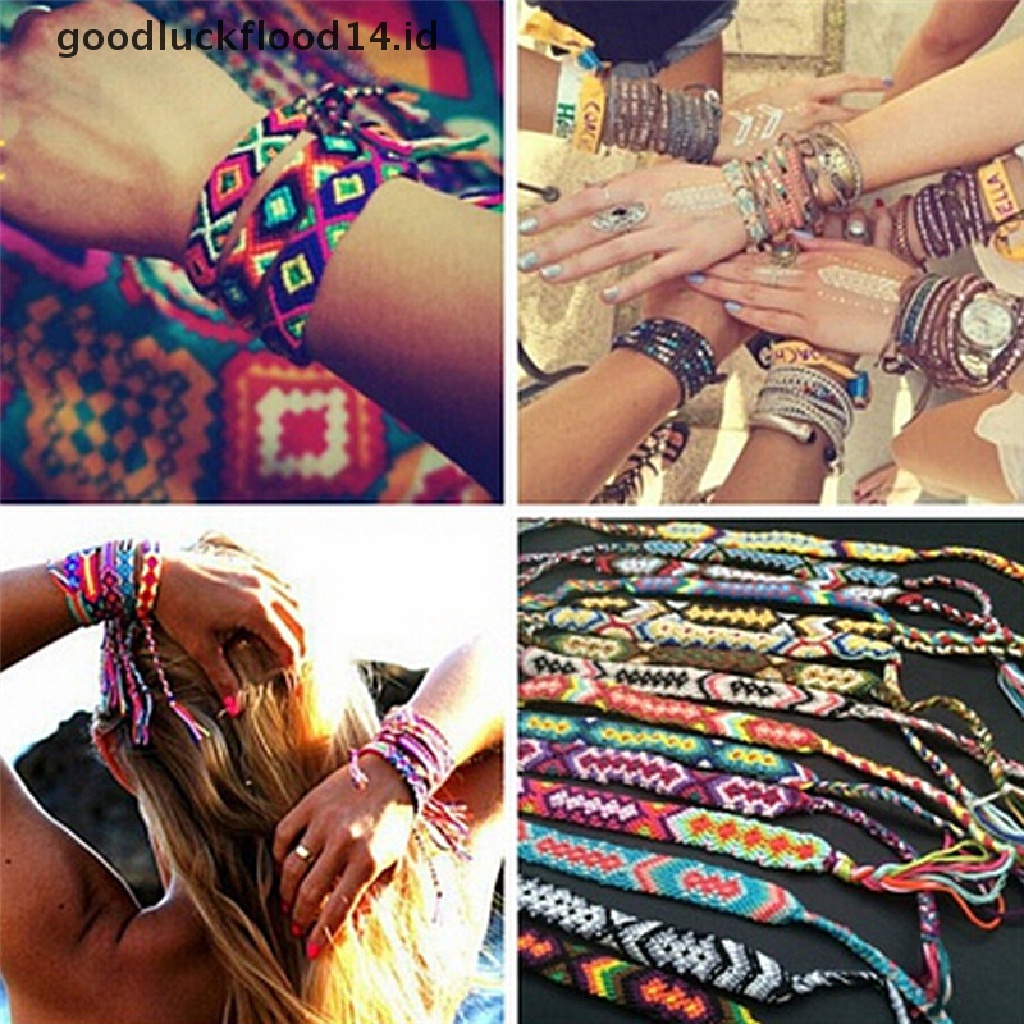 [OOID] Friendship Bracelet Handmade Woven Rope String Hippy Boho Embroidery Bracelets ID