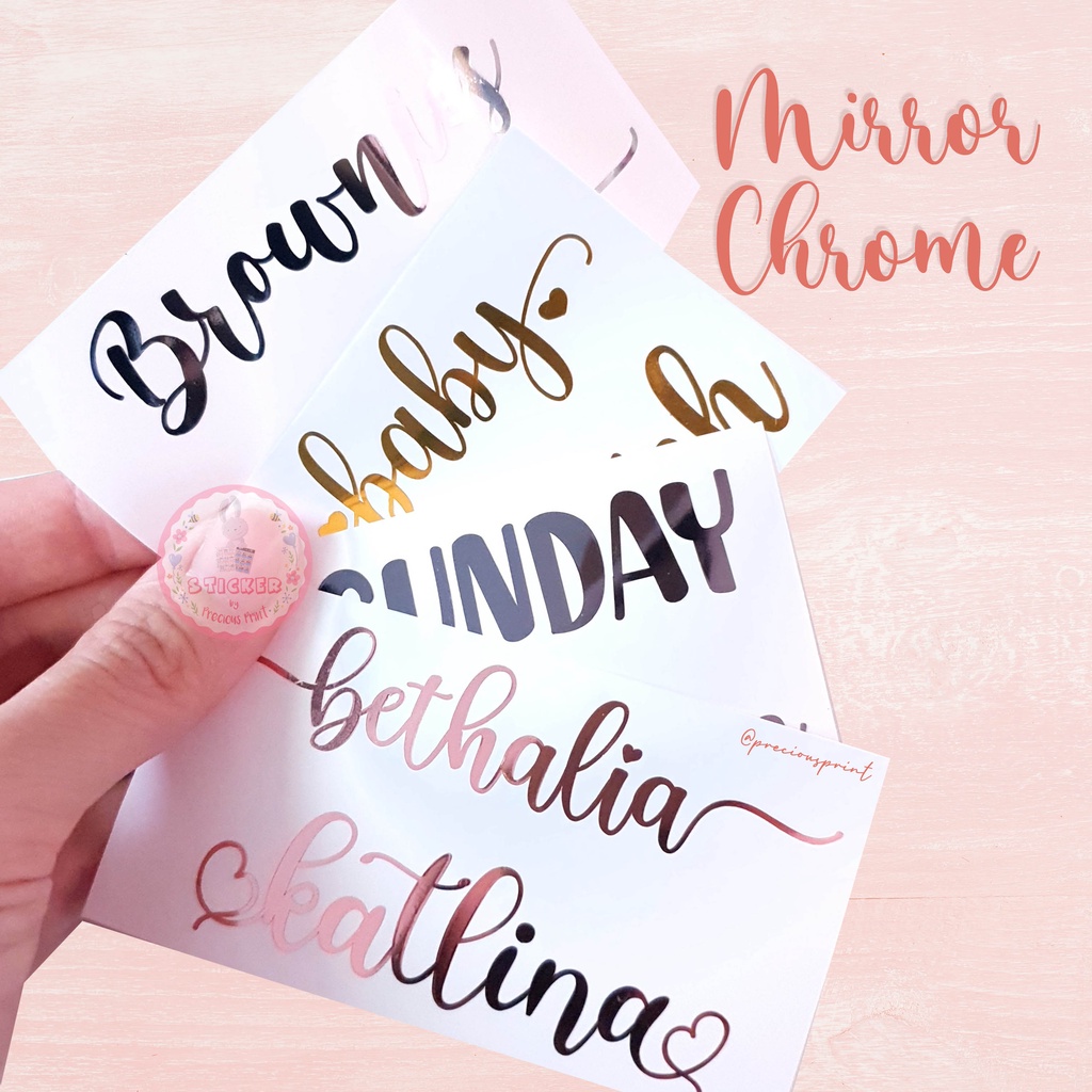 

sticker nama mirror chrome ROSEGOLD / SILVER / BLACK / GOLD