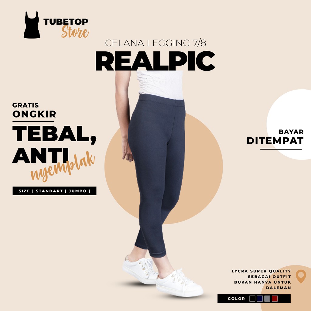 Celana Legging Leging Laging Lagging Lejing Jeging Pendek Olahraga Senam 7 8 wanita