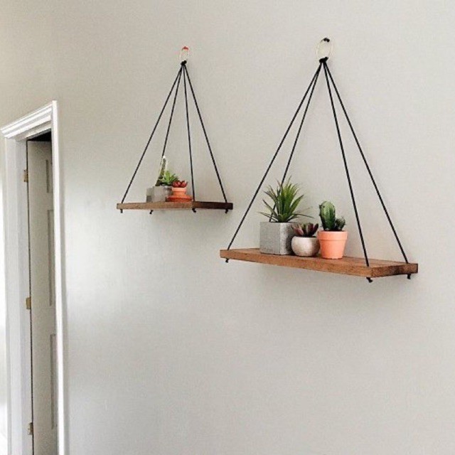 Amtali Ambalan Gantung Tali Rak Gantung Kayu Aesthetic Rak Tempel