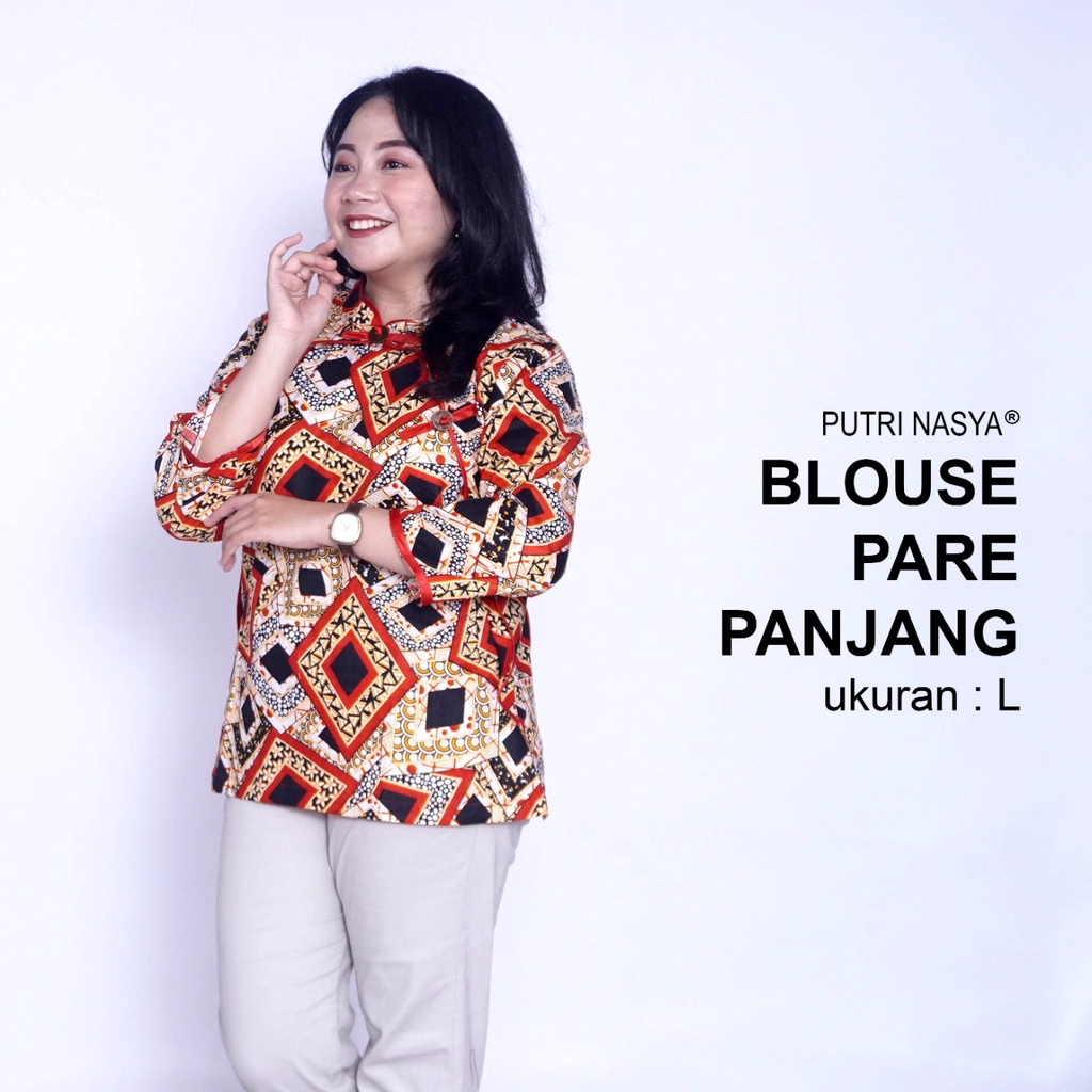 Blouse Big Size Wanita Atasan Batik Jumbo Lengkap S-M-L-XL-2L-3L-4L-5L-6L-7L Model Blus Jumbo Kerja Batik / Pakaian Batik Kekinian LD 140 / Atasan Batik Seragam Kantor Wanita