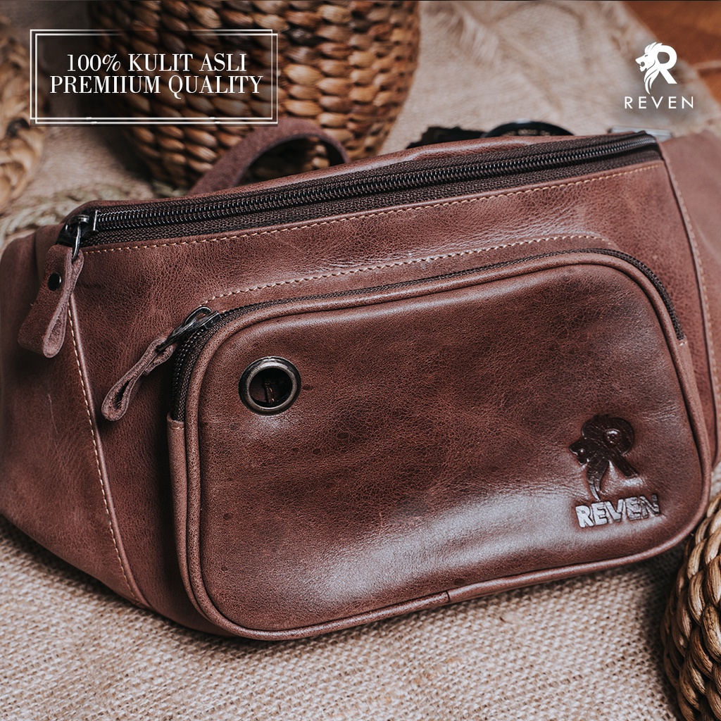 Tas Kulit Selempang Pria ZEUS WAITSBAG Fashion Sling Bag Waistbag Pinggang Bahu Pria Cowok Kulit Sapi Asli Branded