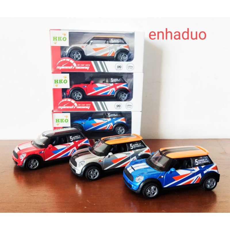 mainan mobil diecast mini cooper pull back