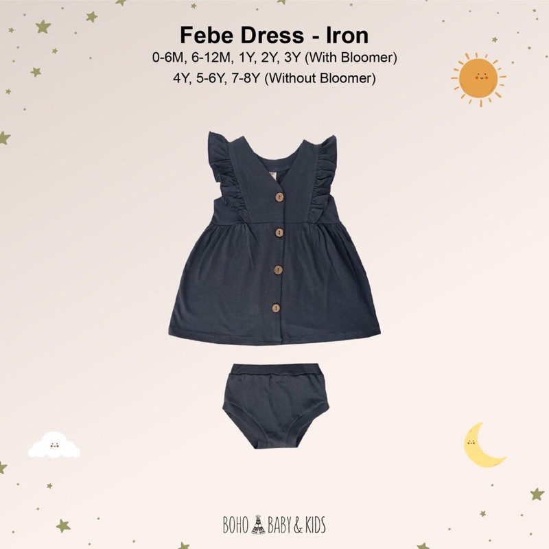 LITTLEMYTRI BOHOBABY BOHOPANNA FEBE DRESS 3 DRESS BAYI PERMPUAN DRESS ANAK PEREMPUAN DRES ANAK BAYI-Iron