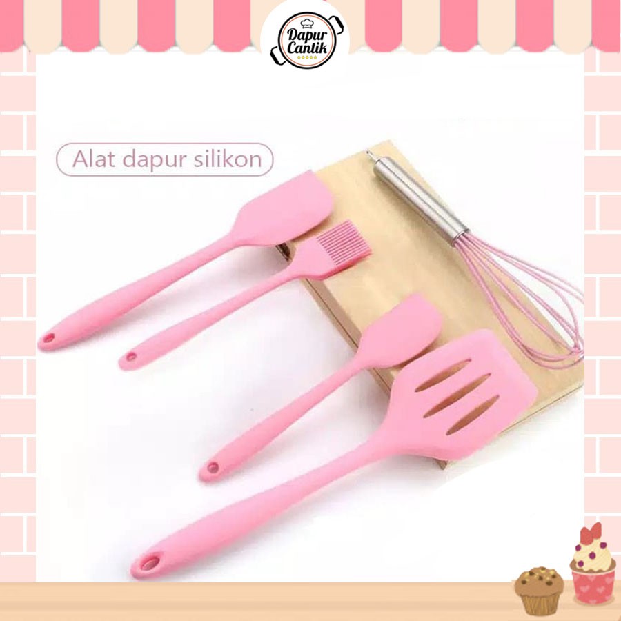 DapurCantik Peralatan Masak Sutil Spatula Silikon Set 5pcs Sillicone Kitchen Utensils - SUTIL