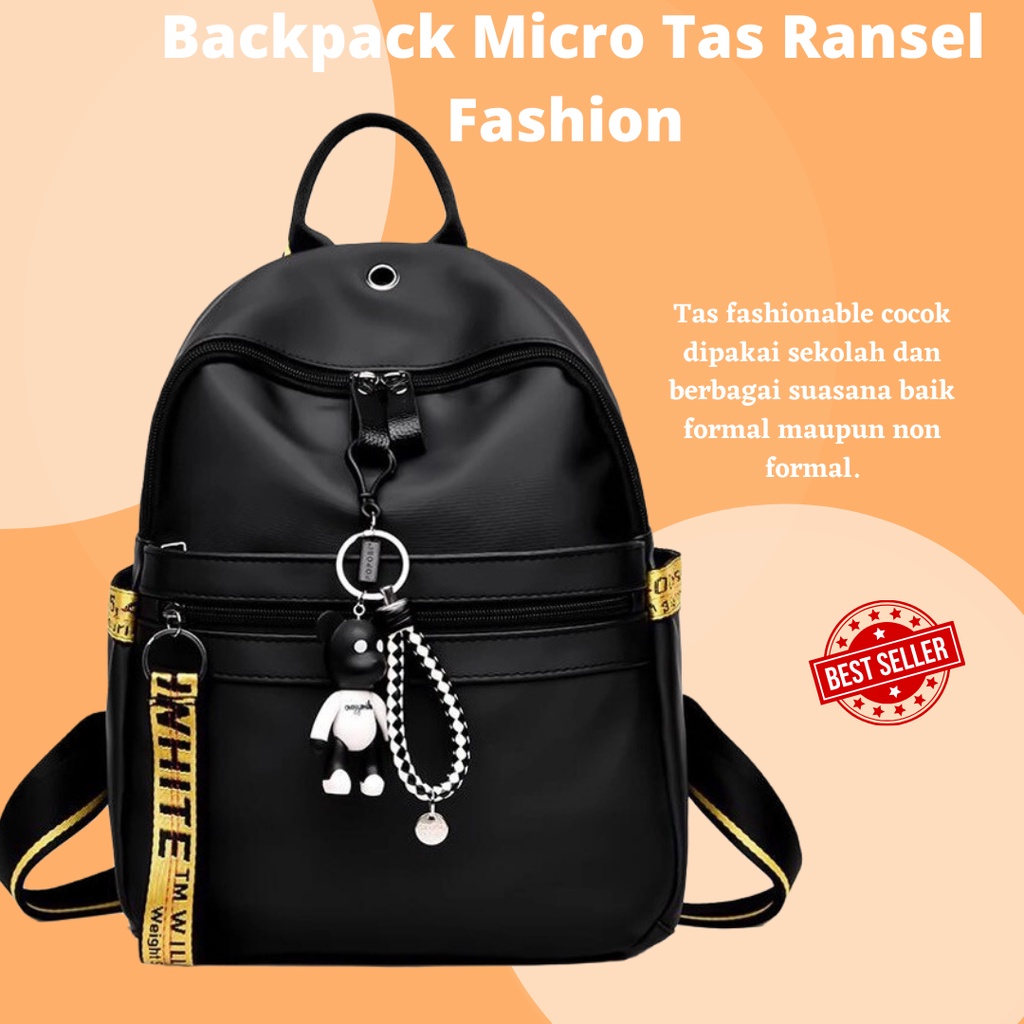 TERBARU! Tas Ransel Backpack Korea Kekinian Hitam List Merah / Tas Backpack Micro Tas Ransel Fashion