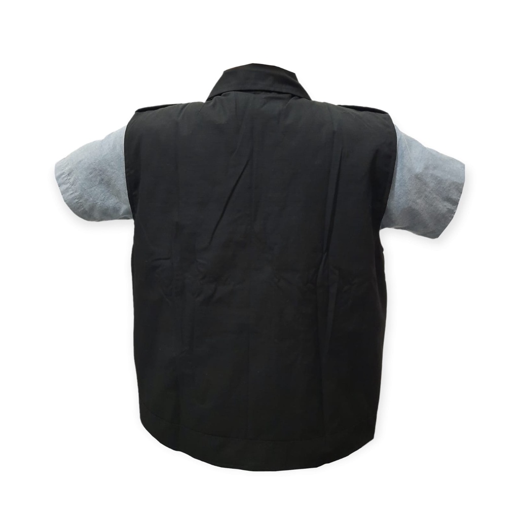 Rompi Lapangan / Outdoor / Bodyvest Hitam, Krem Ripstop Kerah