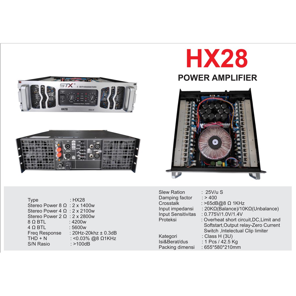 Power Profesional Audio Amplifier Merk STX Type HX28