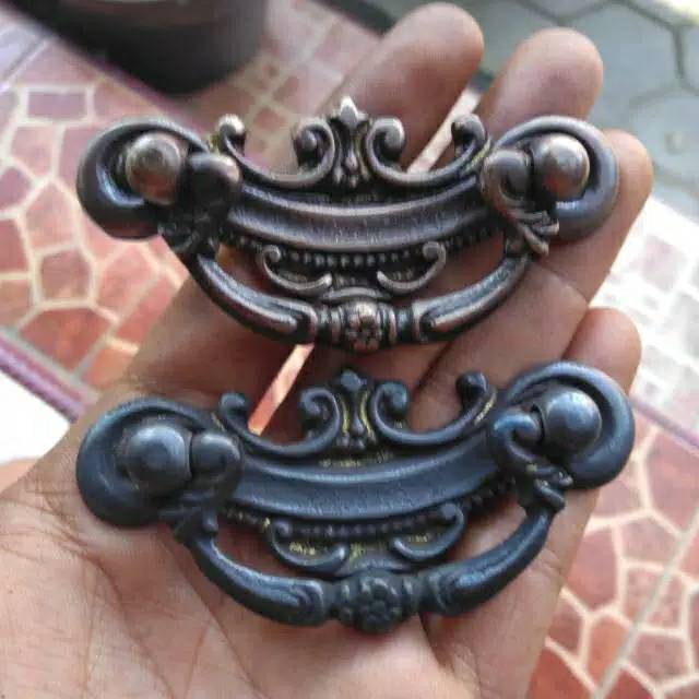 Handle / Tarikan Laci Lemari Jendela Pintu Rumah Kuningan Antik Murah 8cm