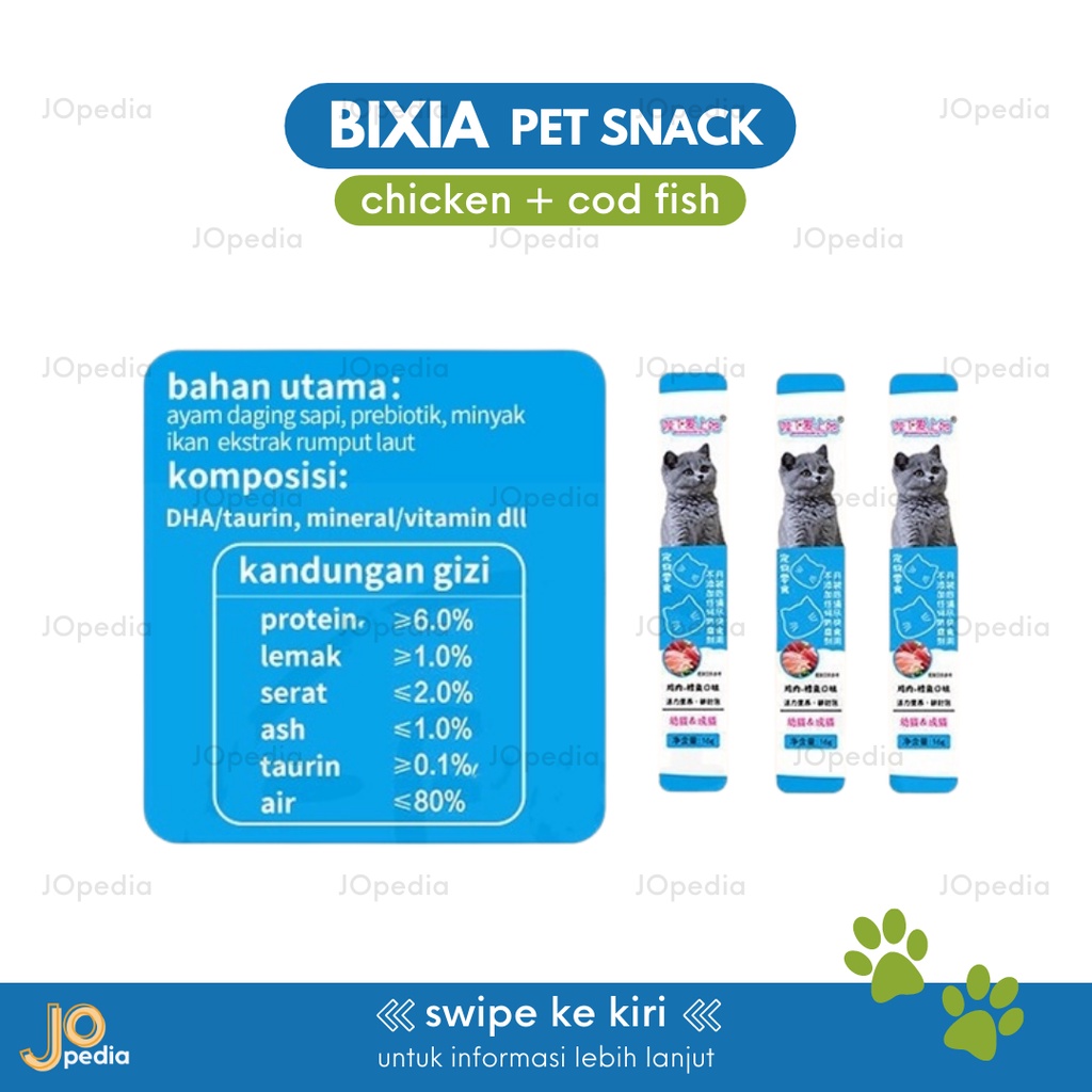 BIXIA Snack Kucing Cemilan Makanan Basah Strip Cat Creamy Treats