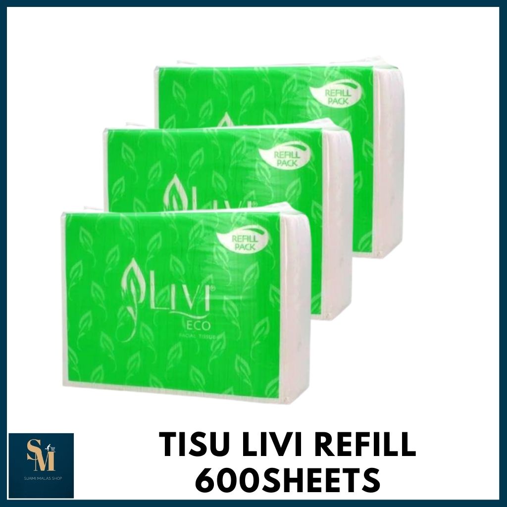 Jual SM TISSUE LIVI FACIAL TISSUE ISI 600 SHEETS 2 PLY TISU LIVI MURAH REFILL PACK Shopee