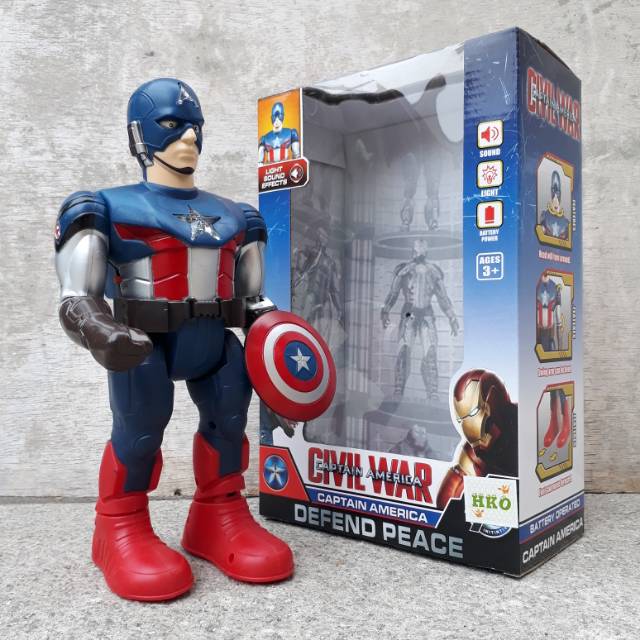 Mainan Robot Captain America Bisa Jalan Suara Lampu - Capt Avengers