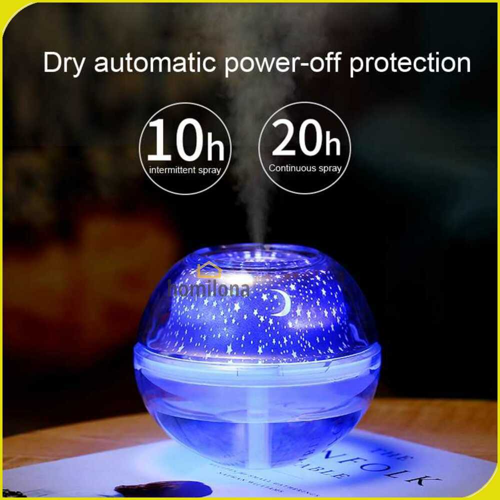 Humidifier Diffuser Aromaterapi 500ml LED Night Projection Lamp Taffware Humi  H99 White Pelembab Udara Aromatherapy Essential Oil Burner