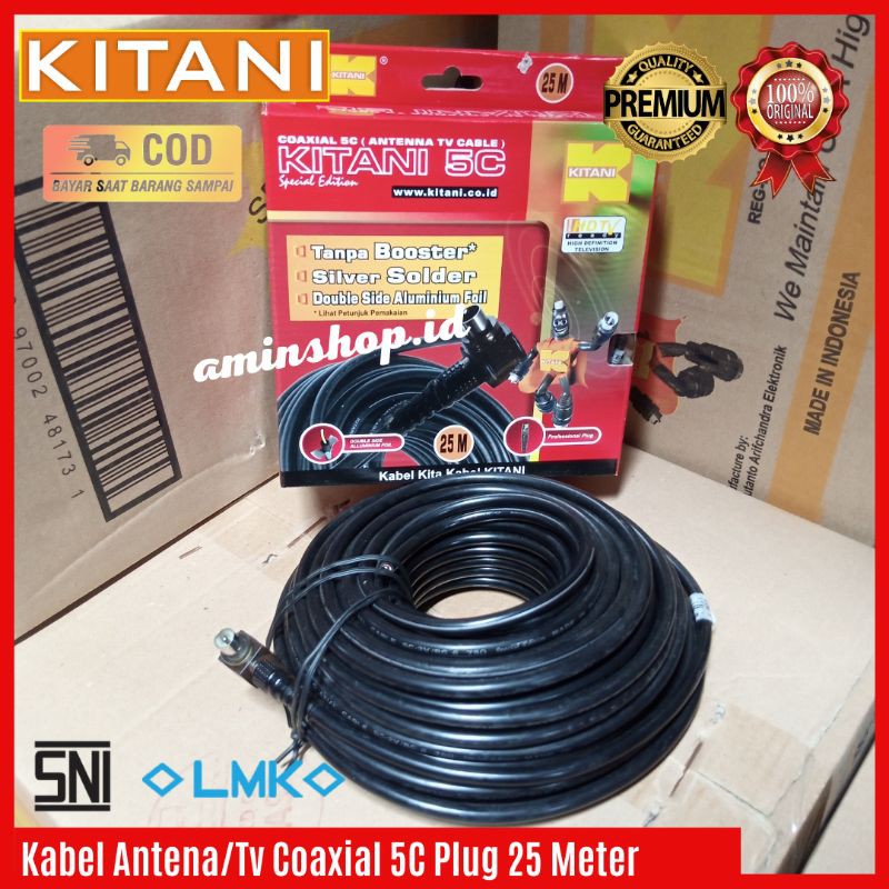 Kabel Antena Tv Kitani Coaxial 5C+Jek 25 Meter Full Tembaga Kabel Tv Ke Antena Kabel Antena Kabel antena tanpa booster kabel antena berkualitas kabel antena murah kabel antena kabel parabola antena hd antena digital kabel antena terbaik kabel CCTV