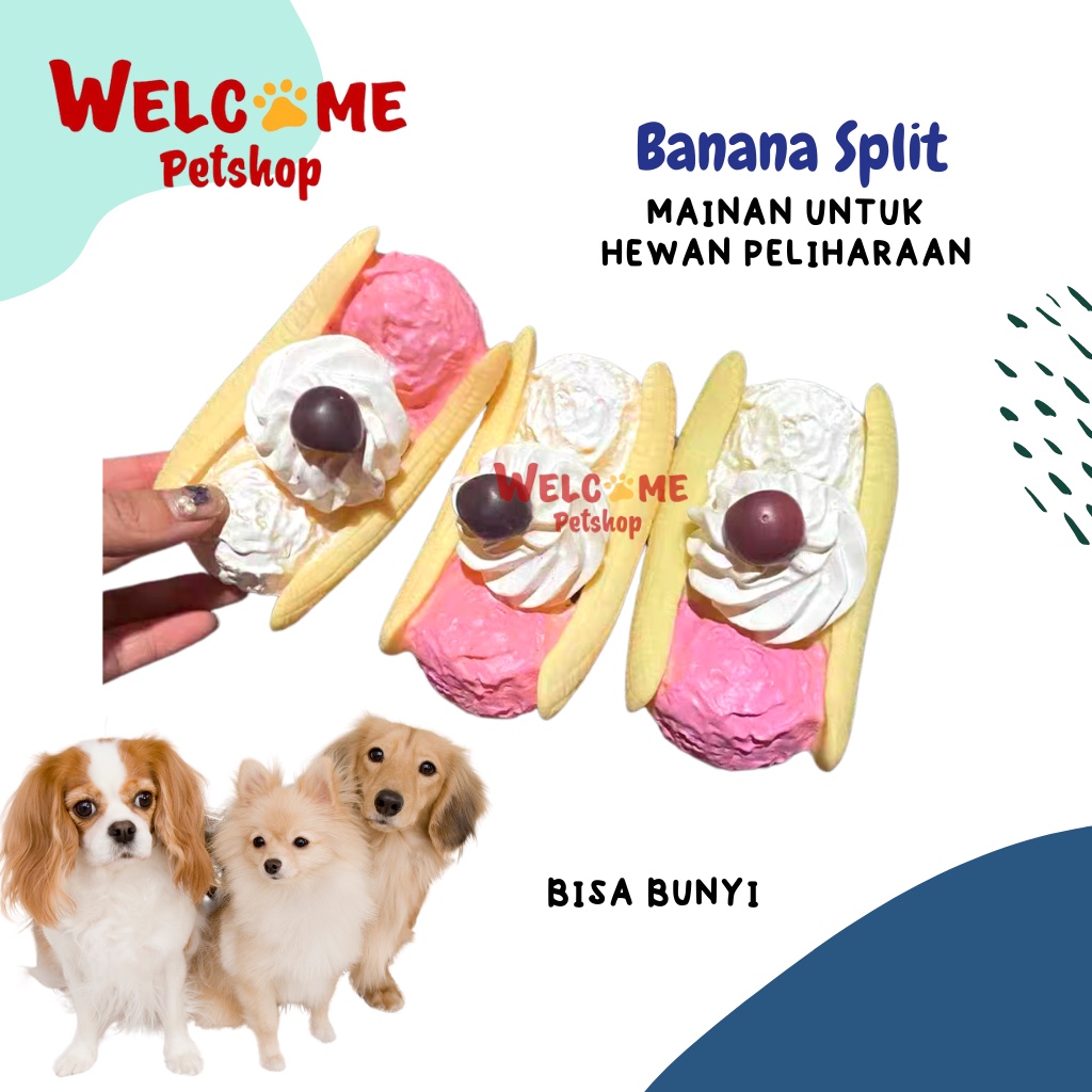 Banana Split Mainan Gigitan Anjing Gigit Bunyi Karet Dog Toy