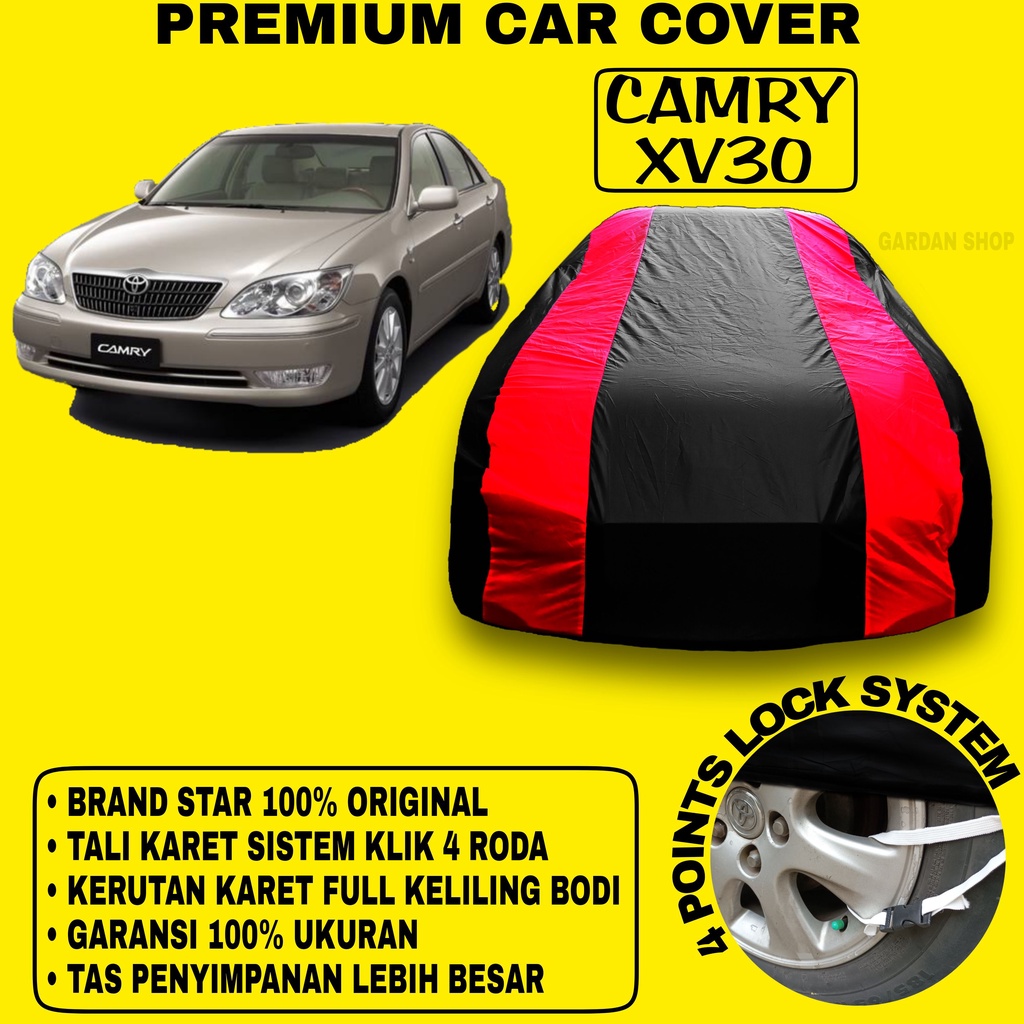 Body Cover CAMRY XV30 Sarung Strip MERAH Penutup Bodi Mobil Camry Xv30 Waterproof PREMIUM Cover Red